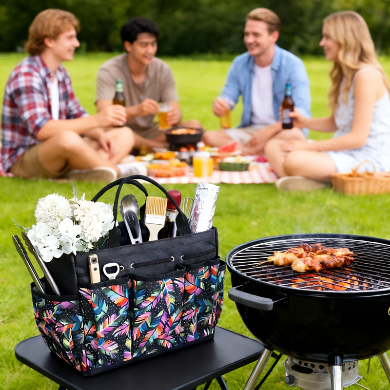 Organizer Tasche mit Fächern – Tragbare Aufbewahrungstasche für Gartenwerkzeug, Haushalt, Büro & Picknick