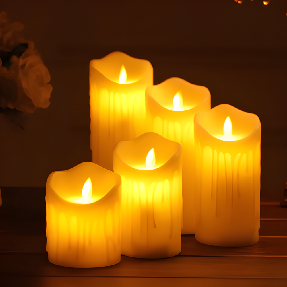LED Kerzen in Tropfoptik in verschiedenen Höhen