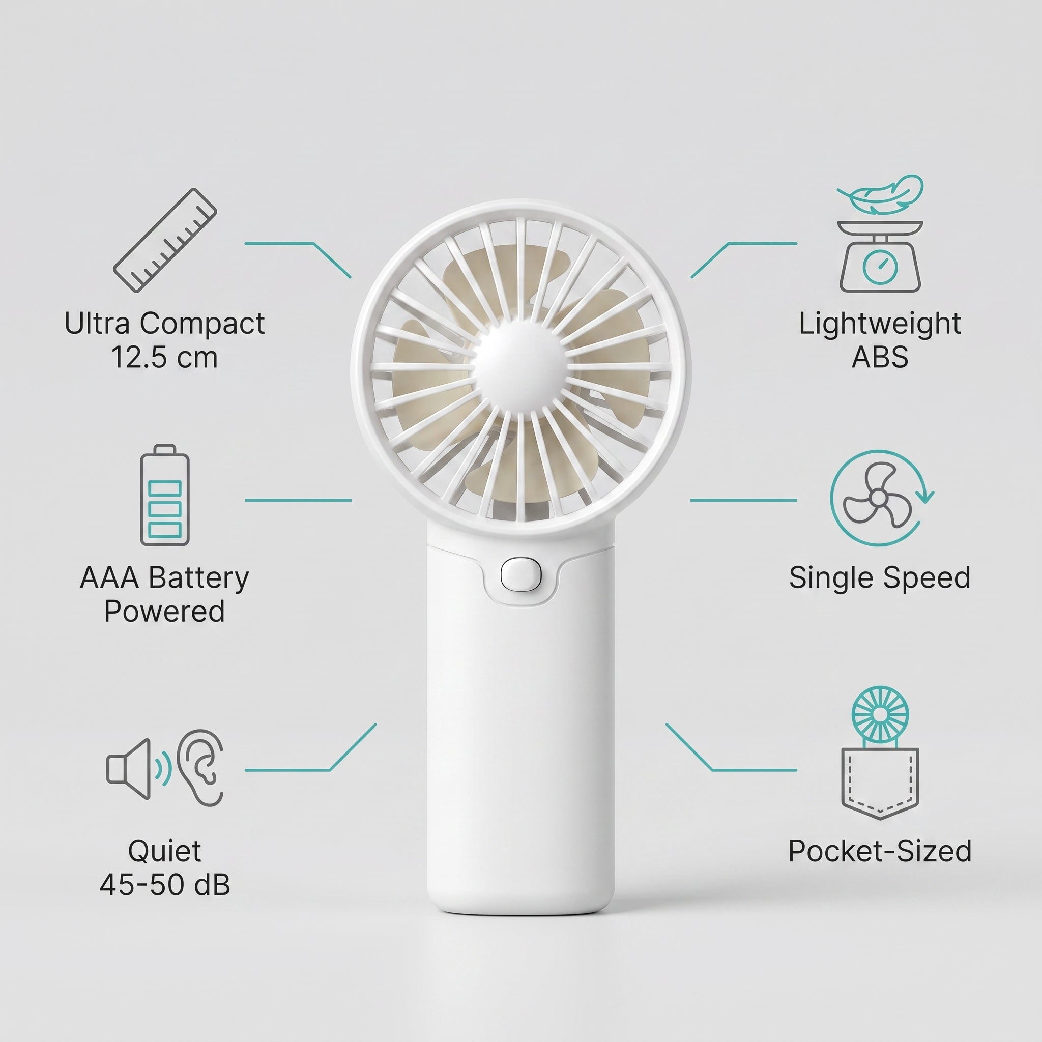 Funktionen Mini-Ventilator: ultrakompakt, AAA, leise