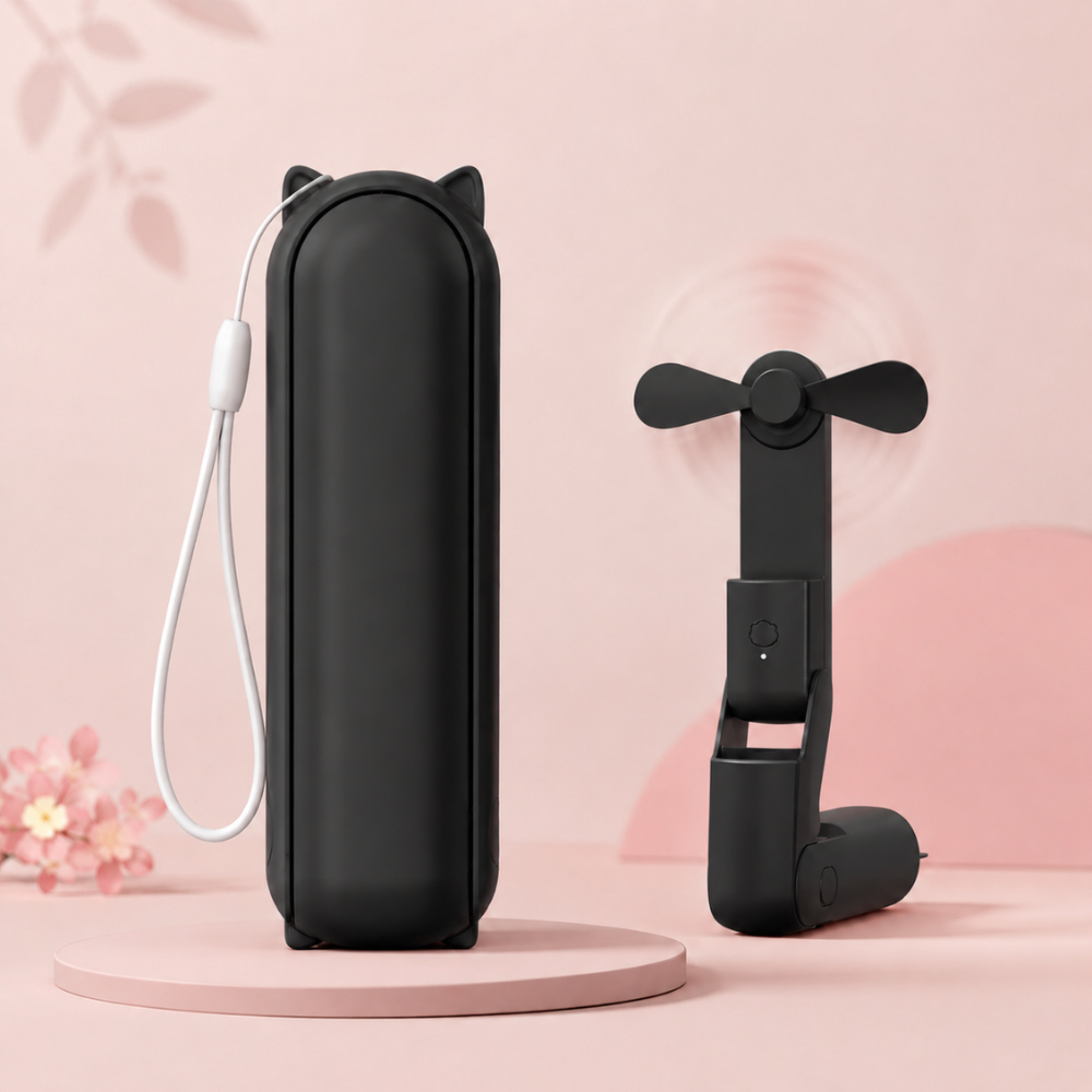 Kompakter faltbarer Handventilator – USB-Mini-Ventilator mit 3 Geschwindigkeitsstufen für Reisen, Büro und Make-up