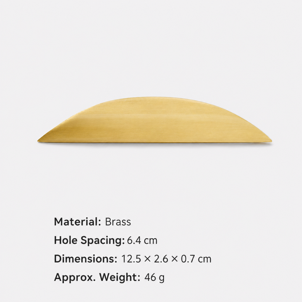 Maßbild geschwungener Möbelgriff, Lochabstand 64 mm, 12,5 x 2,6 x 0,7 cm