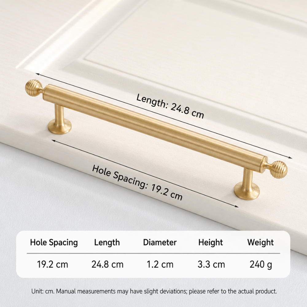 Maßbild Möbelgriff Lochabstand 192 mm, Länge 24,8 cm
