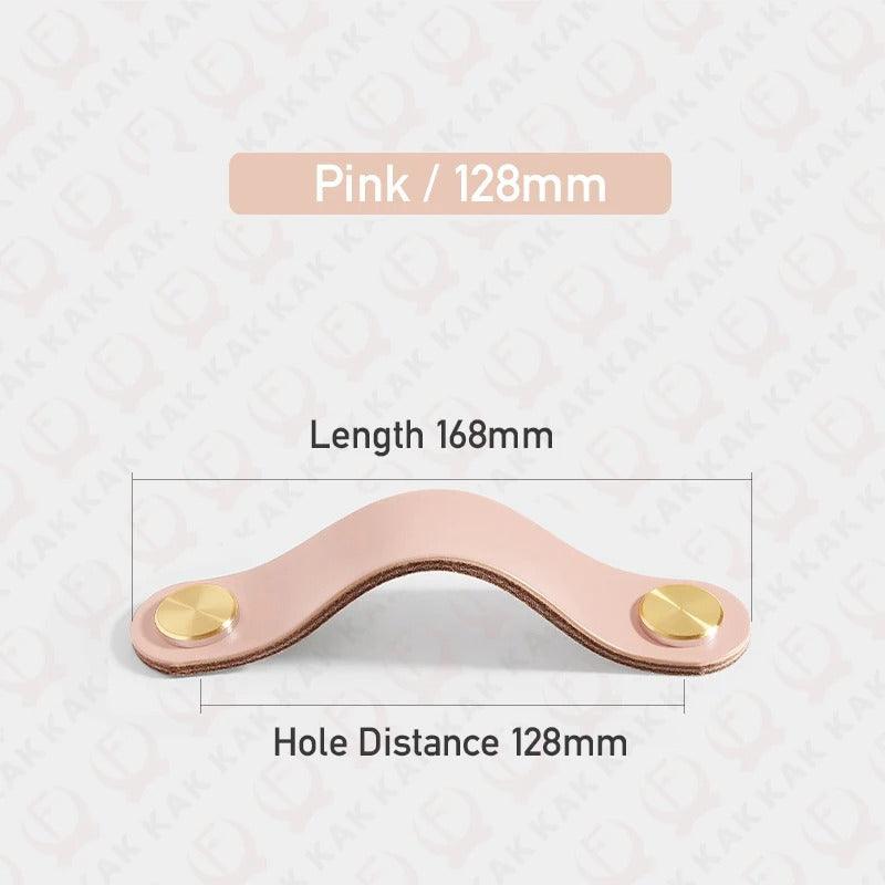 Möbelgriff in Lederoptik in Rosa mit Lochabstand 128 mm, Länge 16,8 cm