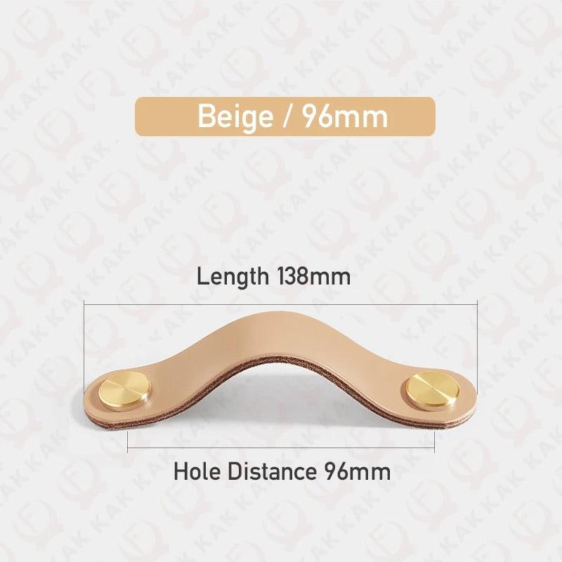 Möbelgriff in Lederoptik in Beige mit Lochabstand 96 mm, Länge 13,8 cm