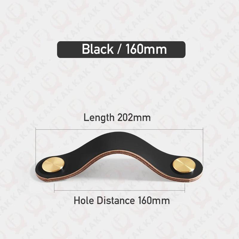 Möbelgriff in Lederoptik in Schwarz mit Lochabstand 160 mm, Länge 20,2 cm