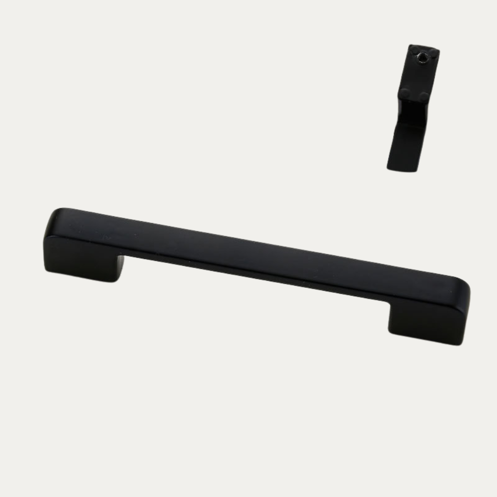 Schwarzer Bügelgriff 9013 aus Edelstahl, Lochabstand 128 mm
