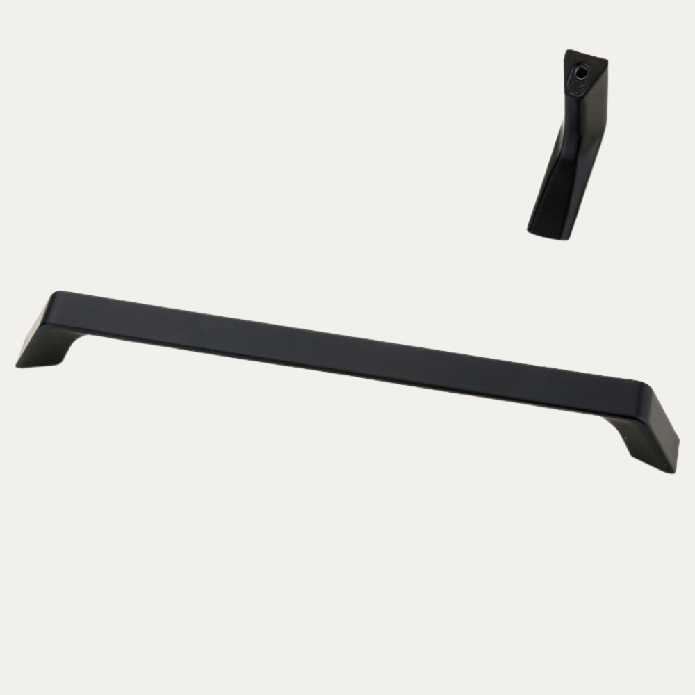 Schwarzer Bügelgriff 9014 mit schrägen Füßen, Lochabstand 192 mm