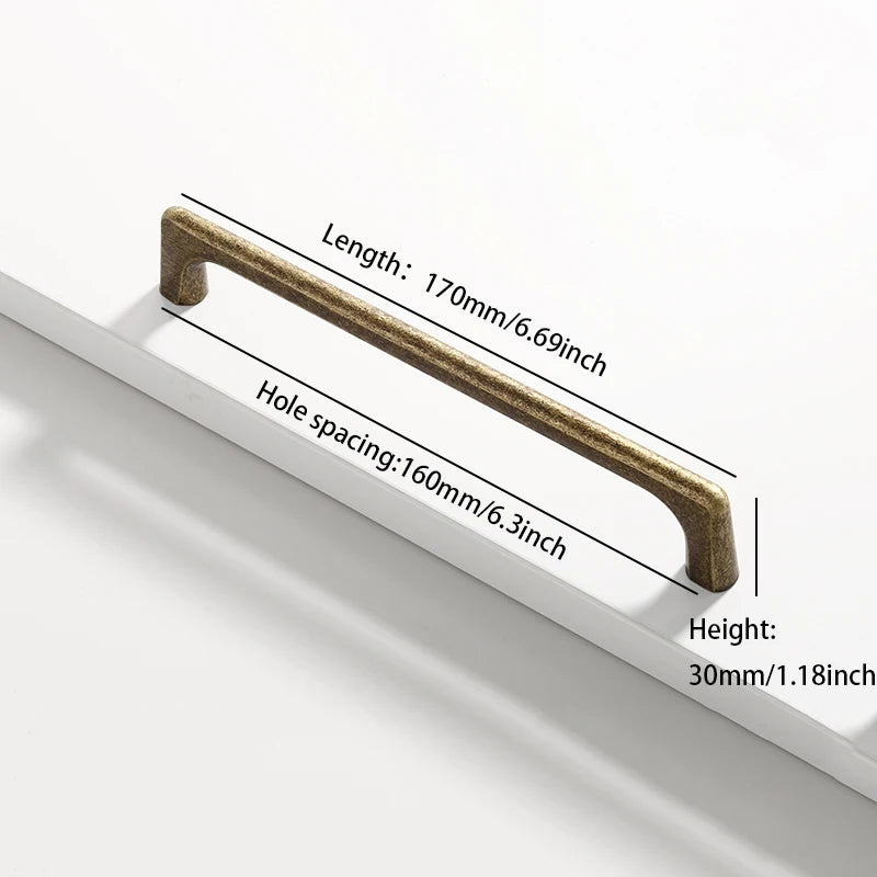 Maßbild Stangengriff in Antikbronze, Lochabstand 160 mm, Länge 170 mm