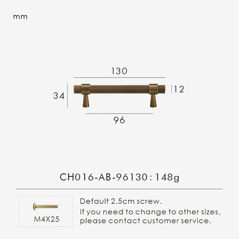 Maßzeichnung Möbelgriff mit Lochabstand 96 mm, Länge 13 cm, Höhe 3,4 cm