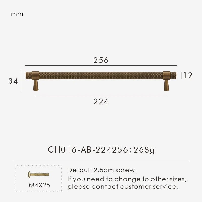 Maßzeichnung Möbelgriff mit Lochabstand 224 mm, Länge 25,6 cm, Höhe 3,4 cm