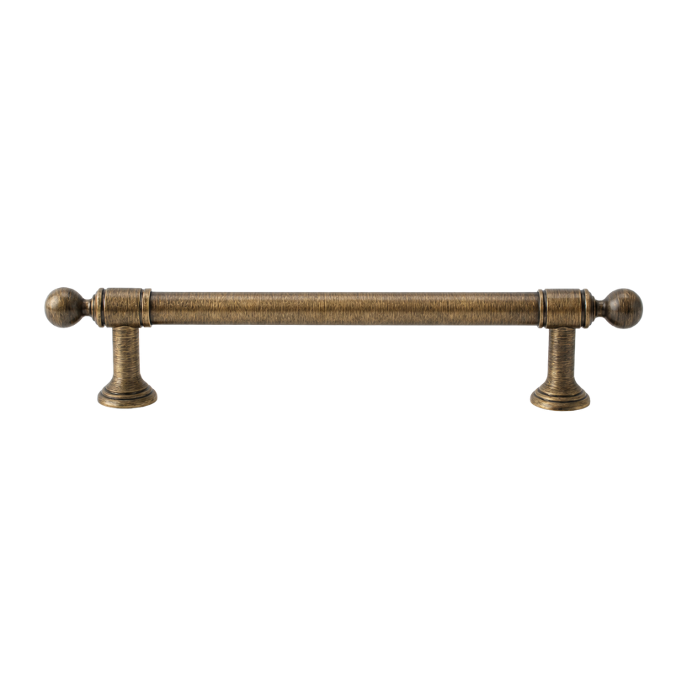 Möbelgriff Vintage in Messingoptik, Lochabstand 128 mm, Länge 17,4 cm, auf weißem Hintergrund