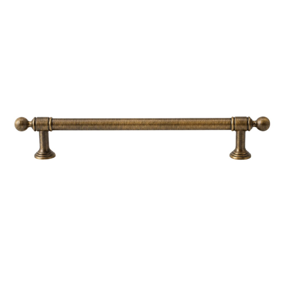 Möbelgriff Vintage in Messingoptik, Lochabstand 160 mm, Länge 20,6 cm, auf weißem Hintergrund