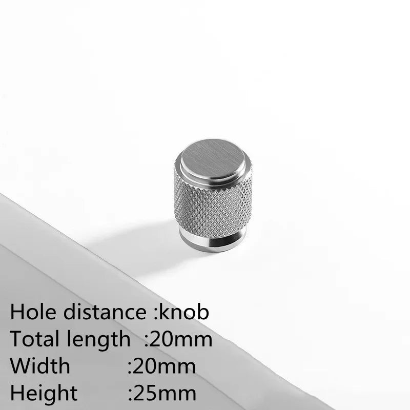 Maßzeichnung Möbelknopf Zylinder gerändelt Ø 2 cm x 2,5 cm in Silber (Lieferantenbild)