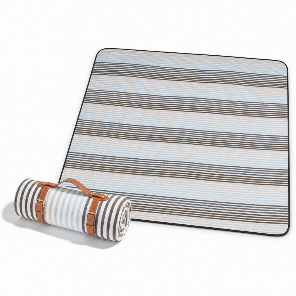 Faltbare Picknickdecke 200 x 200 cm aus Polyester | Wasserabweisende Outdoor-Decke mit Tragegurten für Camping, Strand und Garten