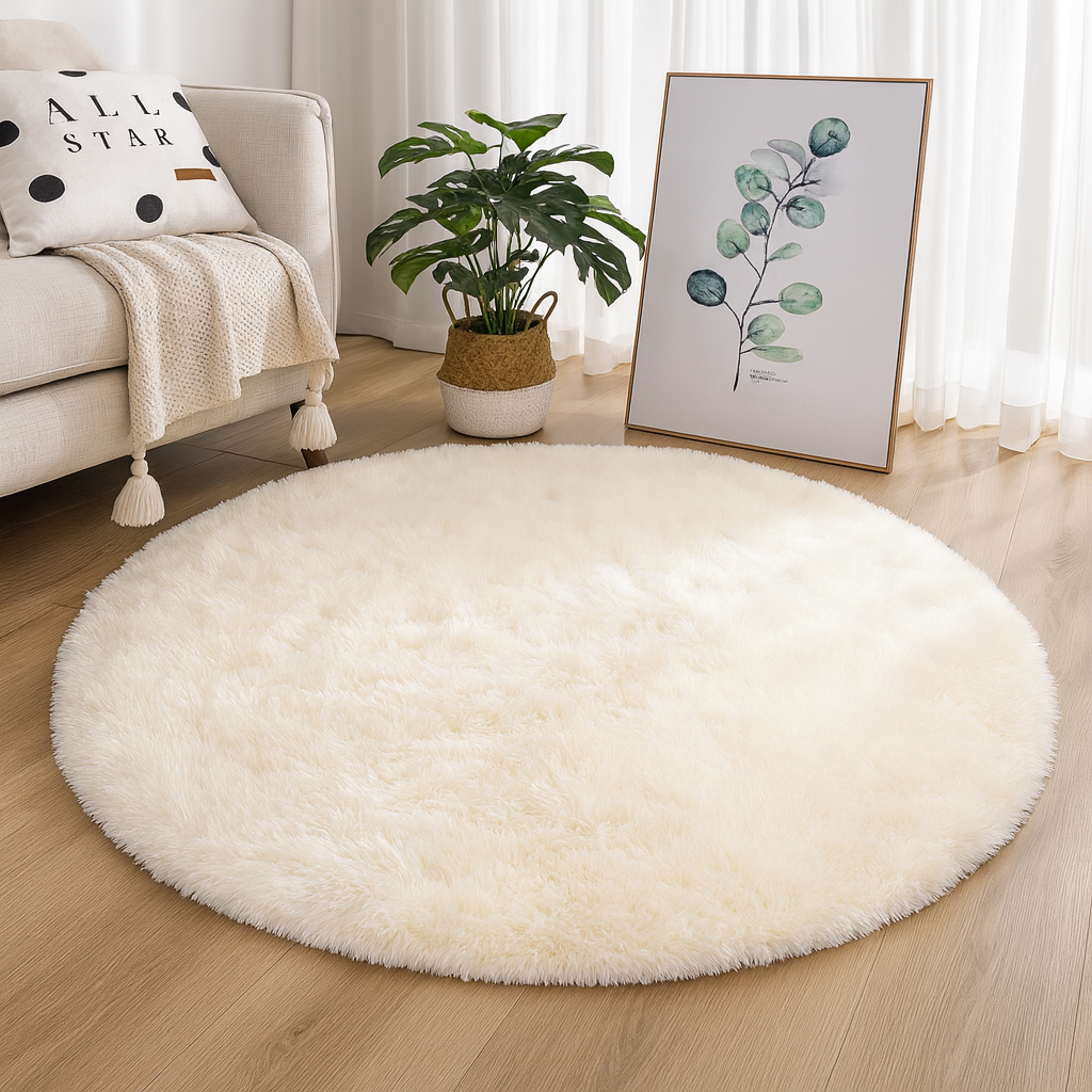 Runder Hochflor-Teppich mit dichtem, weichem Flor, Produktfoto einer Farbvariante