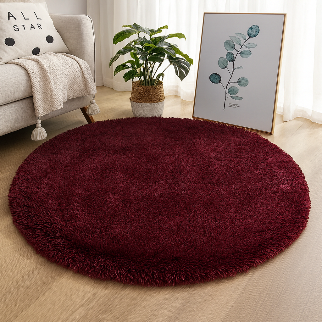 Runder Hochflor-Teppich mit dichtem, weichem Flor, Produktfoto einer Farbvariante