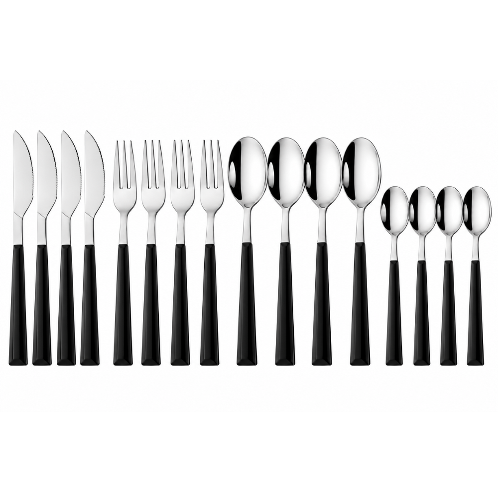 Elegantes Besteck-Set mit Holzimitat Griff - Stilvolles Essbesteck für Küche & Festlich gedeckten Tisch